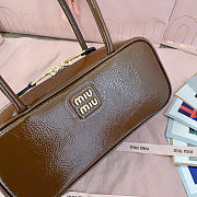 Miumiu Beau Naplak Patent Leather Bag Brown - 27x12x8cm - 6