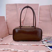 Miumiu Beau Naplak Patent Leather Bag Brown - 27x12x8cm - 4