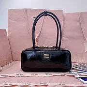 Miumiu Beau Naplak Patent Leather Bag Black - 27x12x8cm - 1