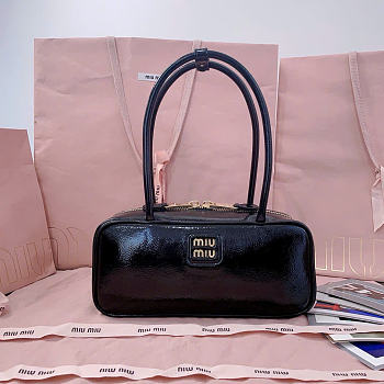 Miumiu Beau Naplak Patent Leather Bag Black - 27x12x8cm