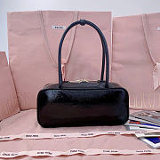 Miumiu Beau Naplak Patent Leather Bag Black - 27x12x8cm - 5