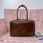 Miumiu Beau Naplak Patent Leather Bag Brown - 34x22x10cm - 4