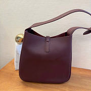 YSL Le 5 A 7 Supple Small In Grained Leather Burgundy - 23x22x8.5cm - 5