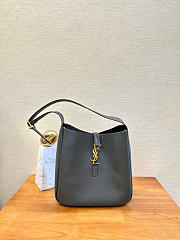 YSL Le 5 A 7 Supple Small In Grained Leather Gray - 23x22x8.5cm - 1