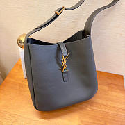 YSL Le 5 A 7 Supple Small In Grained Leather Gray - 23x22x8.5cm - 2