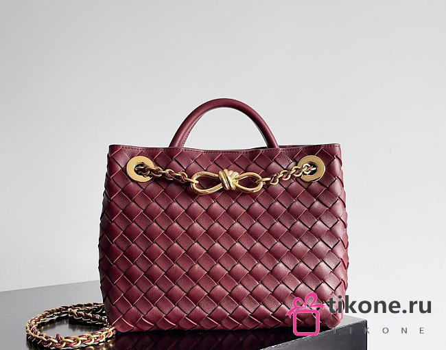 Bottega Veneta Small Andiamo With Chain Burgundy - 25x22x10.5cm - 1