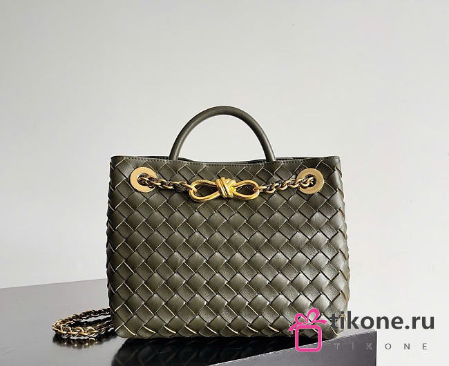 Bottega Veneta Small Andiamo With Chain Mustad - 25x22x10.5cm - 1