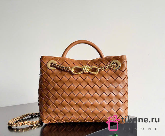 Bottega Veneta Small Andiamo With Chain Cognac - 25x22x10.5cm - 1