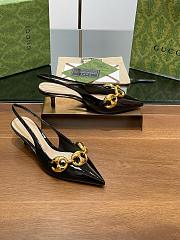 Gucci Marina Chain Patent Leather Slingback Pumps Black 5cm - 1