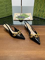 Gucci Marina Chain Patent Leather Slingback Pumps Black 5cm - 5