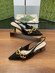 Gucci Marina Chain Patent Leather Slingback Pumps Black 5cm - 4