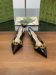 Gucci Marina Chain Patent Leather Slingback Pumps Black 5cm - 2