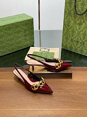 Gucci Marina Chain Patent Leather Slingback Pumps Burgundy 5cm - 1