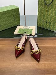 Gucci Marina Chain Patent Leather Slingback Pumps Burgundy 5cm - 5