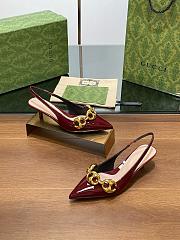 Gucci Marina Chain Patent Leather Slingback Pumps Burgundy 5cm - 4