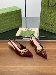 Gucci Marina Chain Patent Leather Slingback Pumps Burgundy 5cm - 3