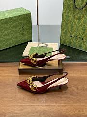 Gucci Marina Chain Patent Leather Slingback Pumps Burgundy 5cm - 2