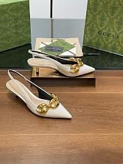 Gucci Marina Chain Patent Leather Slingback Pumps White 5cm - 1