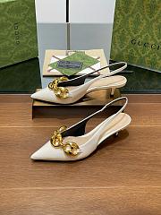 Gucci Marina Chain Patent Leather Slingback Pumps White 5cm - 5