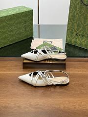 Gucci Strappy Ballet Flats In White Leather - 6