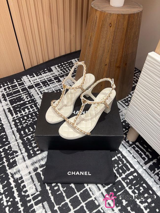 Chanel Sandals White Leather 9cm - 1