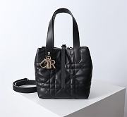 Small Dior Toujours Vertical Tote Bag Black Macrocannage Calfskin - 18x16x12cm - 6