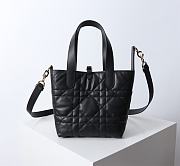 Small Dior Toujours Vertical Tote Bag Black Macrocannage Calfskin - 18x16x12cm - 5