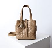 Small Dior Toujours Vertical Tote Bag Brown Macrocannage Calfskin - 18x16x12cm - 6