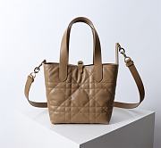 Small Dior Toujours Vertical Tote Bag Brown Macrocannage Calfskin - 18x16x12cm - 4