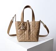 Small Dior Toujours Vertical Tote Bag Brown Macrocannage Calfskin - 18x16x12cm - 3