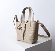 Small Dior Toujours Vertical Tote Bag Beige Macrocannage Calfskin - 18x16x12cm - 6