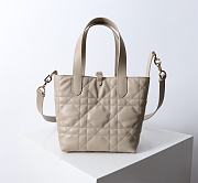 Small Dior Toujours Vertical Tote Bag Beige Macrocannage Calfskin - 18x16x12cm - 4