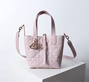 Small Dior Toujours Vertical Tote Bag Pink Macrocannage Calfskin - 18x16x12cm - 1