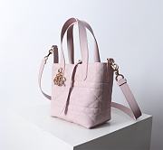 Small Dior Toujours Vertical Tote Bag Pink Macrocannage Calfskin - 18x16x12cm - 6