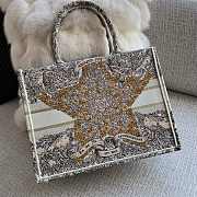 Medium Dior Book Tote Latte Embroidery with Gold Tone Dior Around the World Motif - 36x27.5x16.5cm - 3