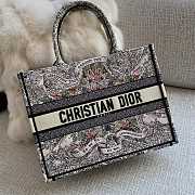 Medium Dior Book Tote Latte Embroidery with Multicolor Dior Around the World Motif - 36x27.5x16.5cm - 1