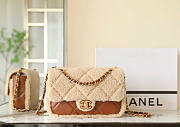 Chanel Flap Bag Shearling Lambskin & Gold-Tone Metal Beige & Brown - 16×23.5×7.5cm - 1