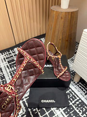 Chanel Sandals Burgundy Leather 9cm - 5