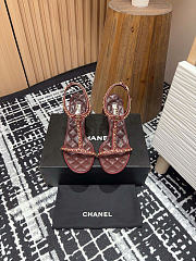 Chanel Sandals Burgundy Leather 9cm - 2