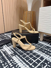 Chanel Sandals Beige Leather 9cm - 4