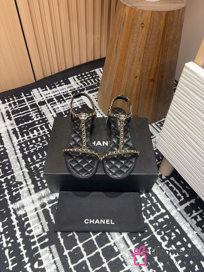 Chanel Sandals Black Leather 1.5cm - 1