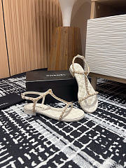 Chanel Sandals White Leather 1.5cm - 2