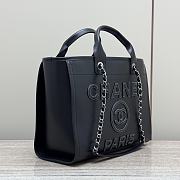 Chanel Shopping Bag Calfskin Silver Tone Metal Black - 34x26.5x13cm - 4