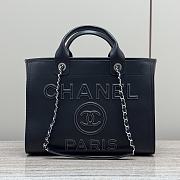 Chanel Shopping Bag Calfskin Silver Tone Metal Black - 34x26.5x13cm - 3