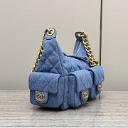 Chanel Large Hobo Bag Washed Denim Gold Tone Metal Blue - 31x22x15cm - 6