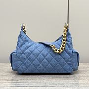 Chanel Large Hobo Bag Washed Denim Gold Tone Metal Blue - 31x22x15cm - 4