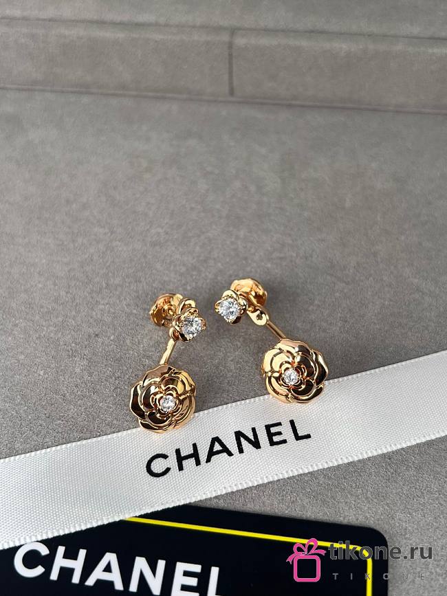 Chanel Earrings Camelia Gold 16175 - 1