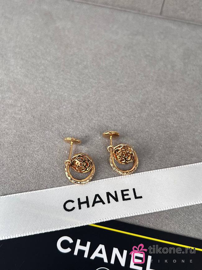 Chanel Earrings Camelia Gold 16176 - 1