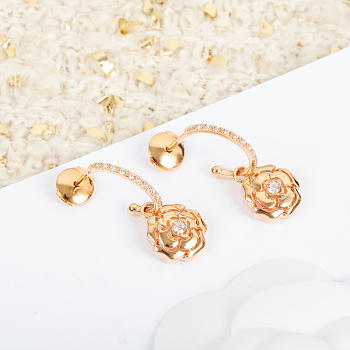 Chanel Earrings Camelia Gold 16178