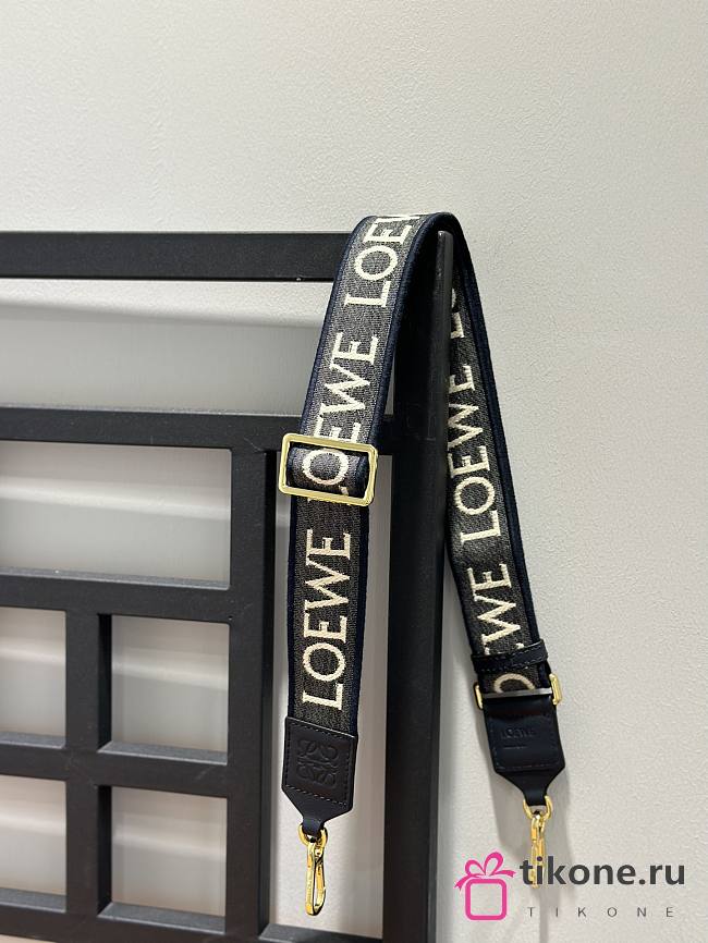 Loewe Anagram Strap In Jacquard And Calfskin Navy/ Gold - 105x4cm - 1